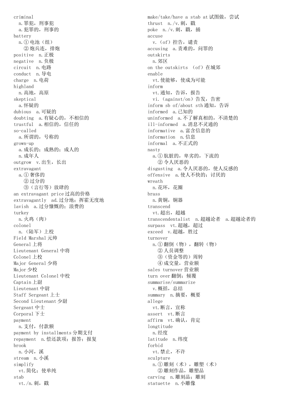 英语单词 n.灰泥；熟石膏；膏药_第2页