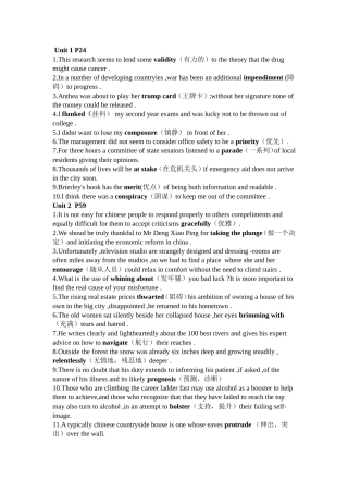 英语单元词语汇总Thisresearchseemstolendsomevalidity（有力的）