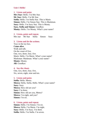 英语课文汇编 Unit 1 Hello!