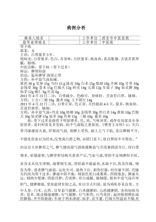 中医妇科疾病病例分析
