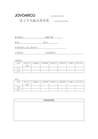 员工个人能力考评表
