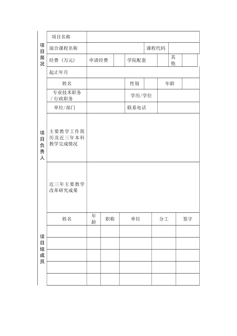 大学混合式教学改革专项申报书模板_第3页