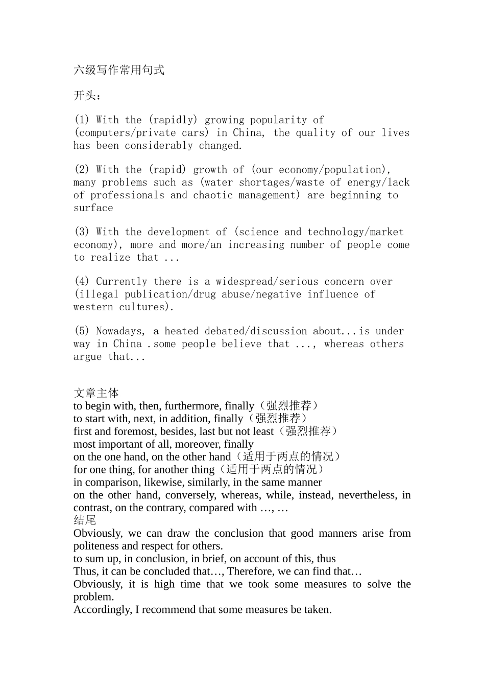 六级写作常用句式_第1页