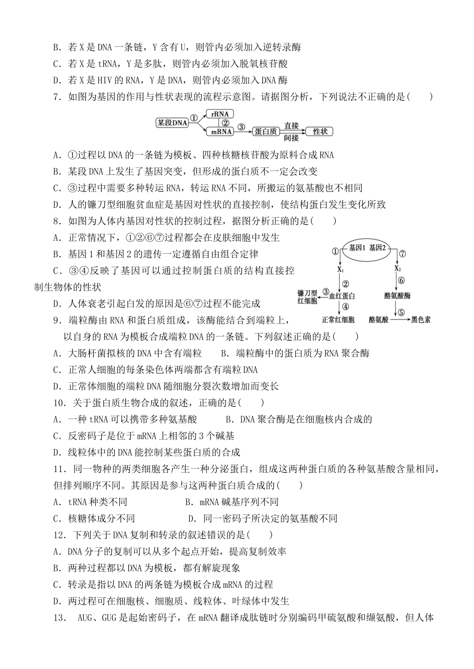 基因的表达测试试题_第2页