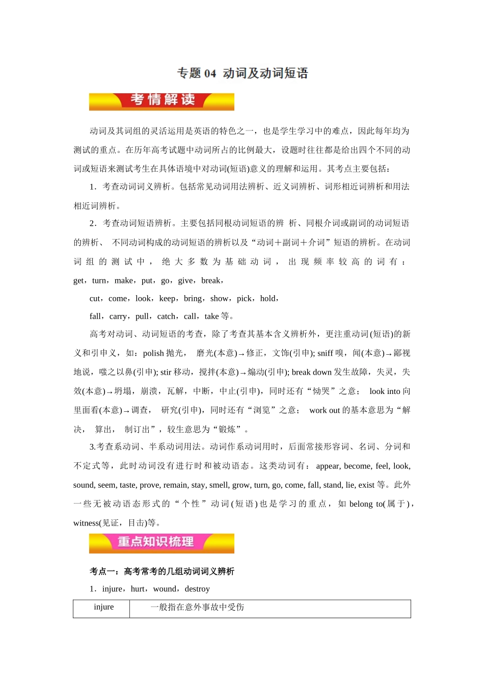 动词及其词组的灵活运用英语知识点攻略_第1页