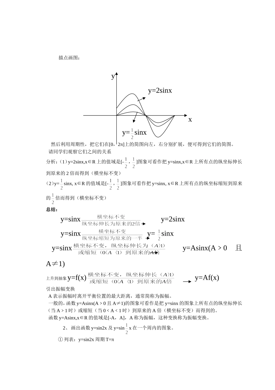 函数y=Asin(wx+a)的图象及变换 教学设计教案_第2页