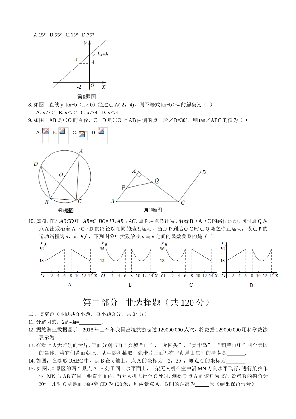 葫芦岛市初中毕业生学业考试数学试卷_第2页