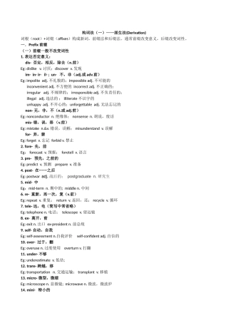 构词法（一）——派生法(Derivation) 英语教学