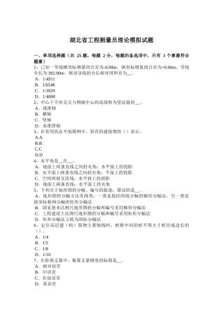 湖北省工程测量员理论模拟试题