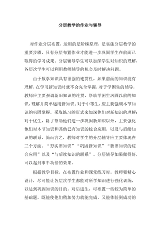 分层教学的作业与辅导