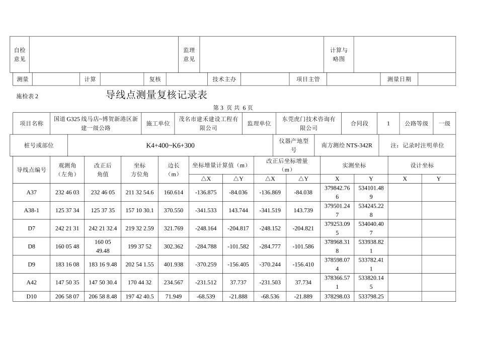 施检表2导线点测量复核记录表_第2页