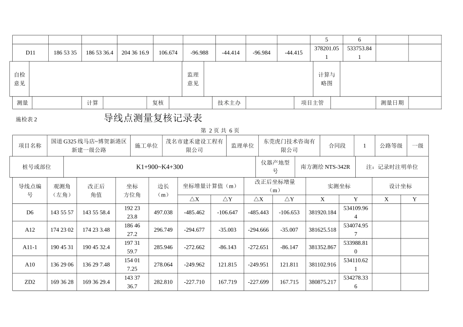 施检表2导线点测量复核记录表_第3页