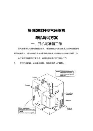 复盛牌螺杆空气压缩机单机调试方案