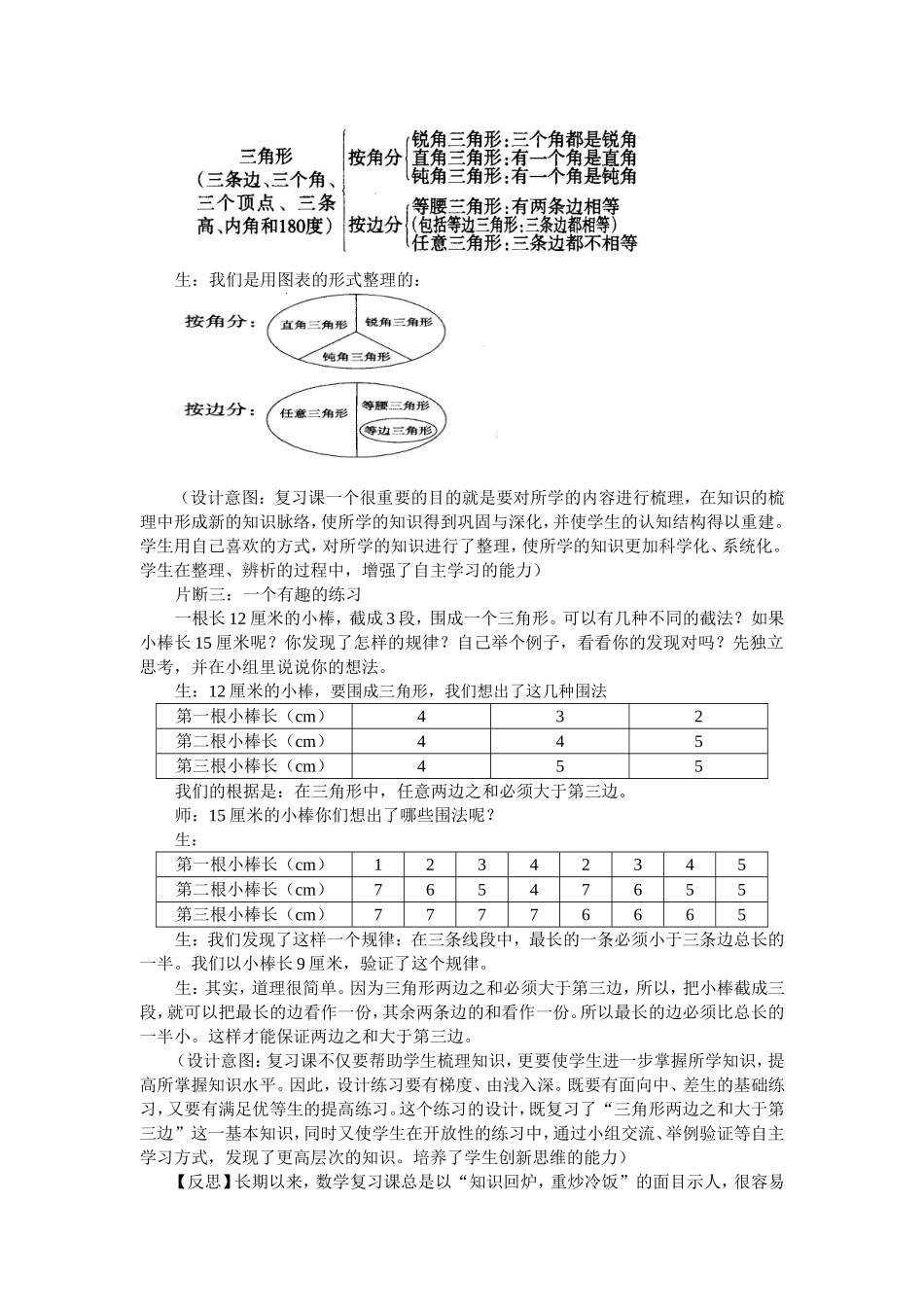 改进了方法复习也精彩—《三角形认识》单元复习片断 教学设计_第2页