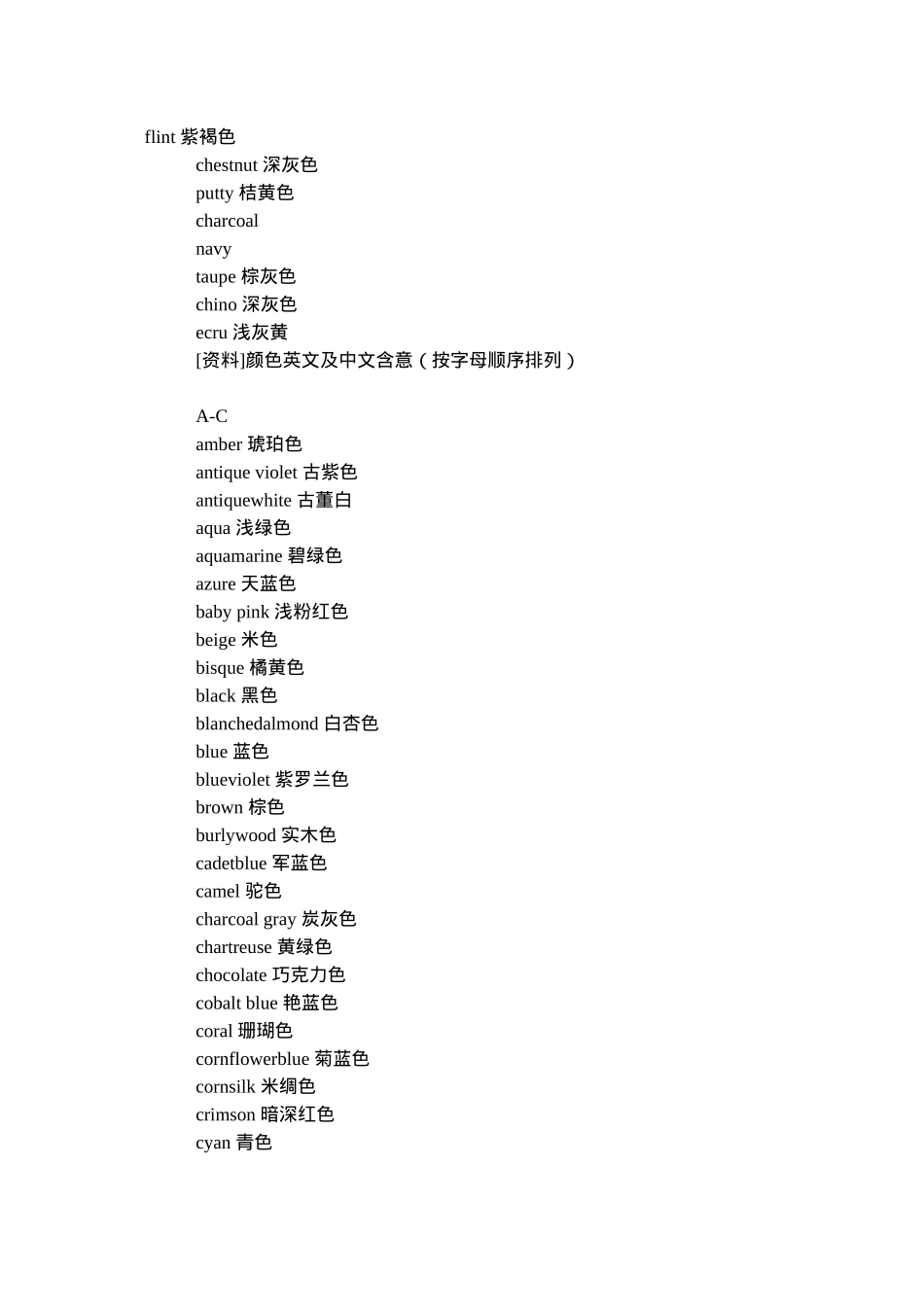 服装专业英语（布料颜色）_第1页