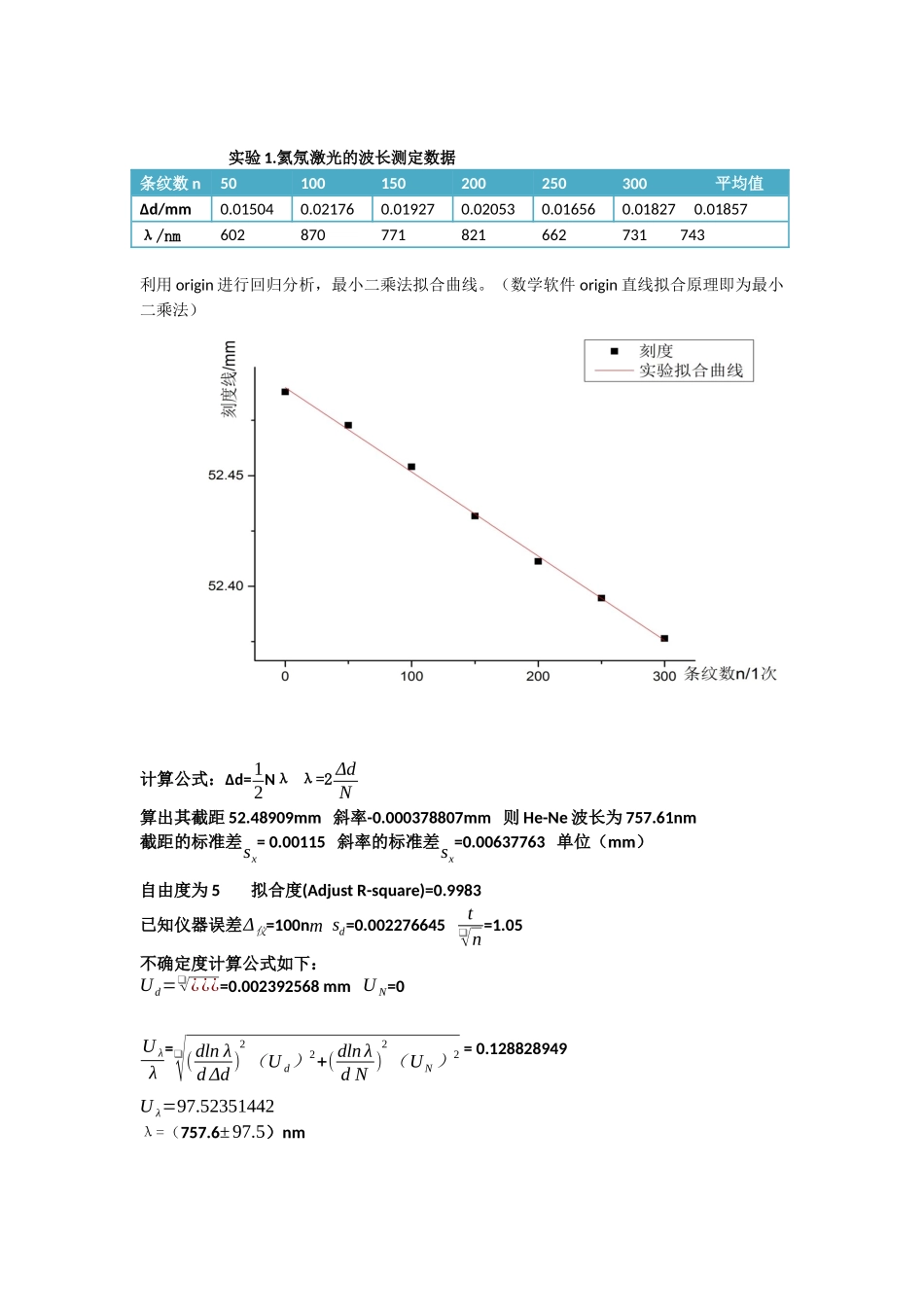 实验1.氦氖激光的波长测定数据_第1页