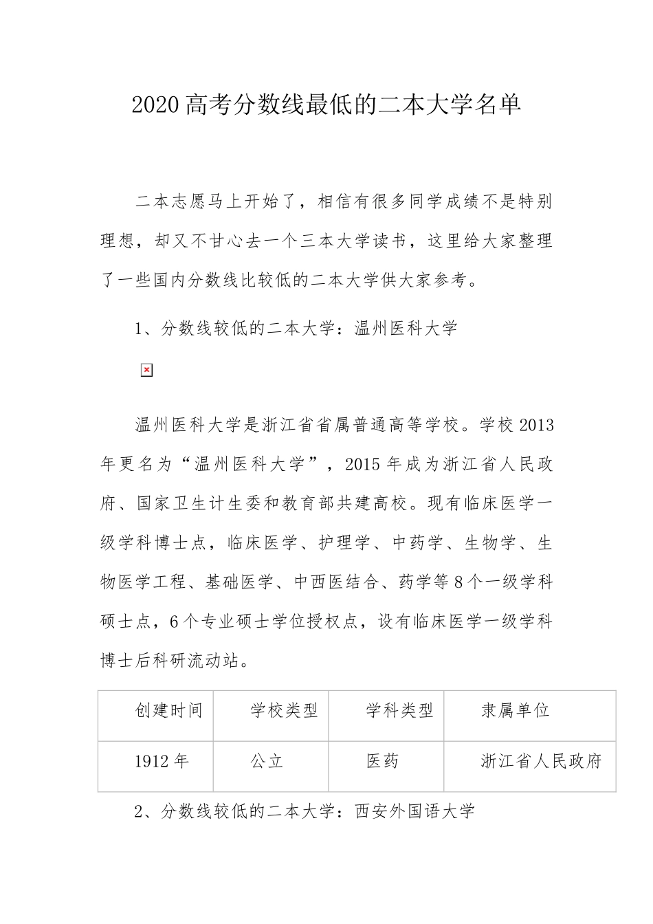 高考分数线最低的二本大学名单_第1页