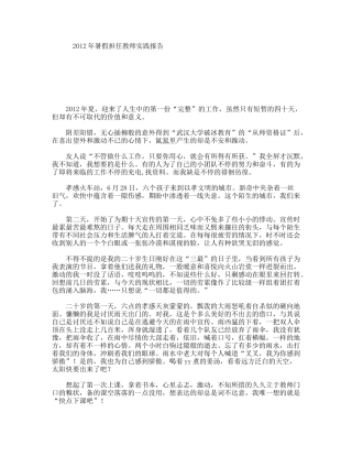 暑假担任教师实践报告