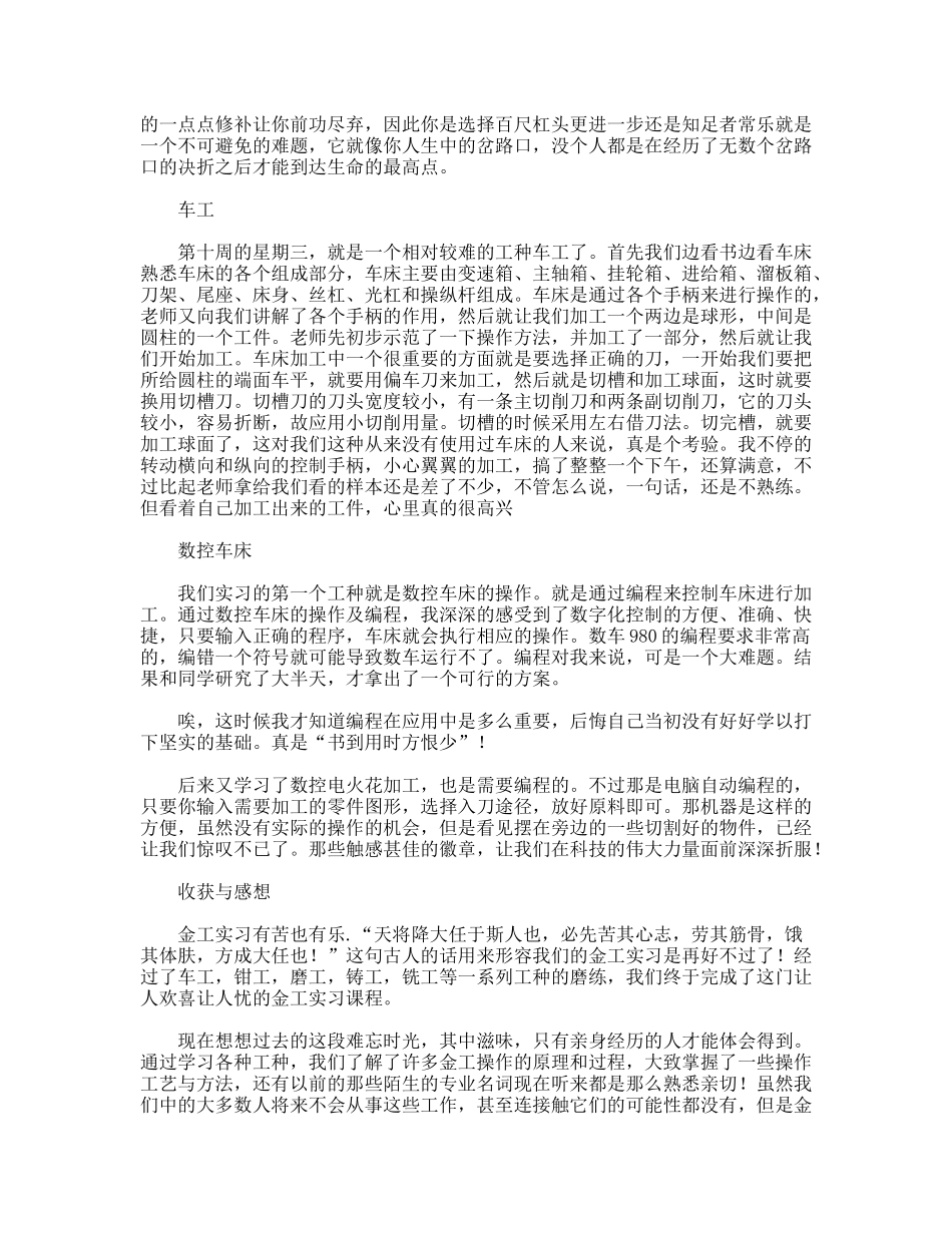 金工实习报告机械制造专业专业大学生_第2页