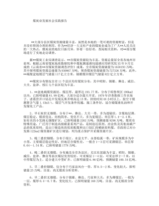煤炭业发展社会实践报告