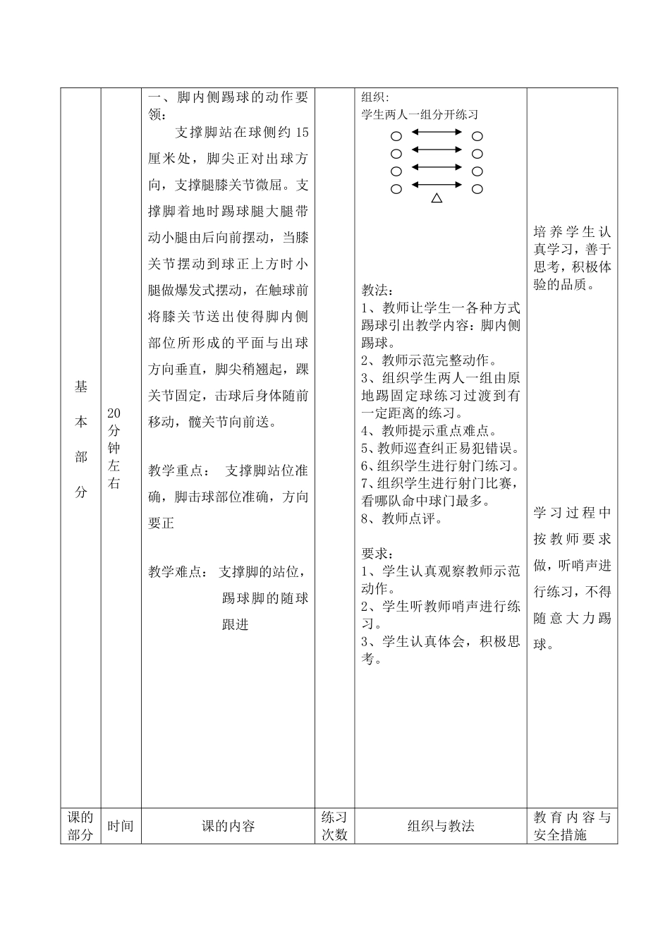 脚内侧踢球  三年级教学教案_第3页