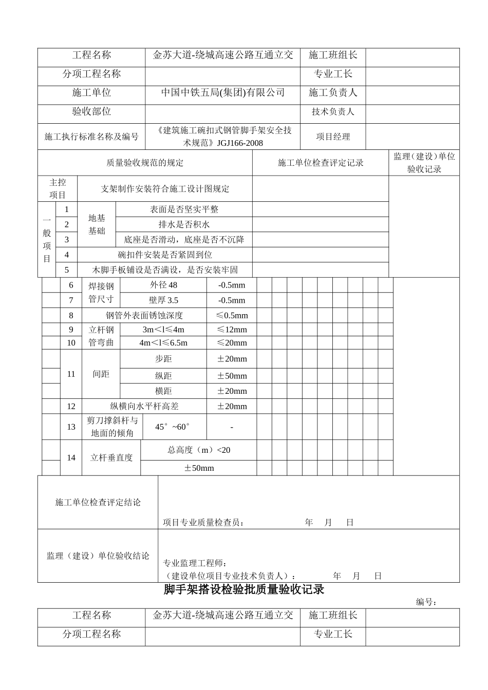 脚手架搭设检验批质量验收记录_第2页