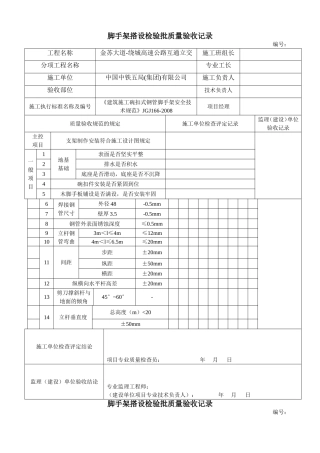 脚手架搭设检验批质量验收记录