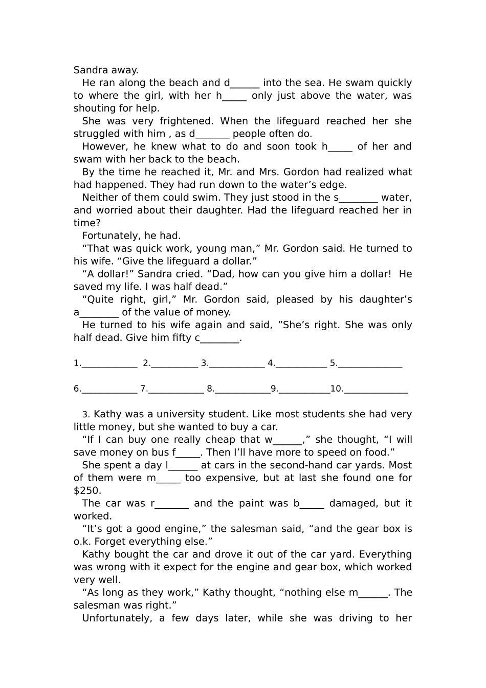 妙语短篇C1首字母填词测试题_第2页