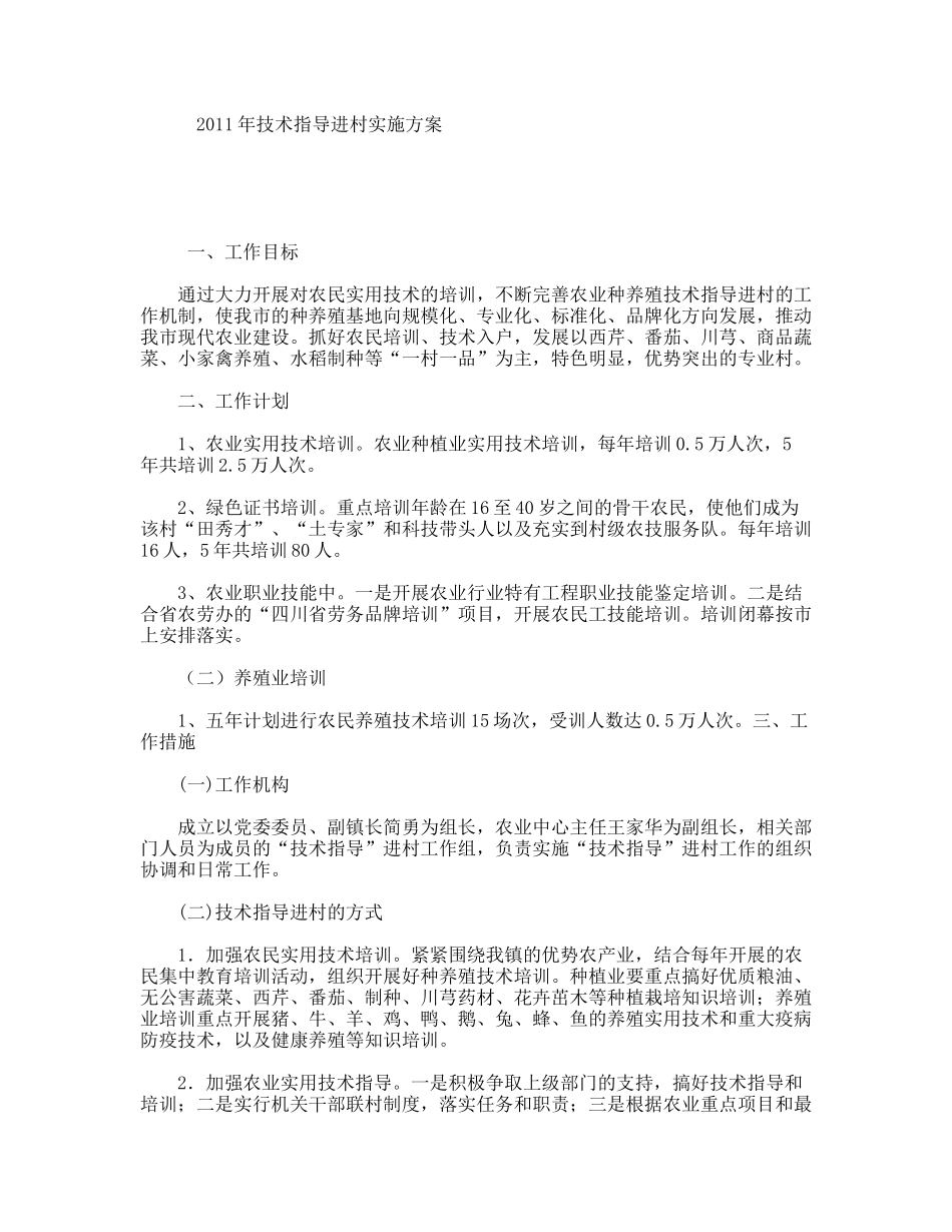 技术指导进村实施方案_第1页