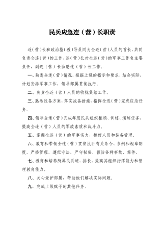 民兵应急连（营）长职责