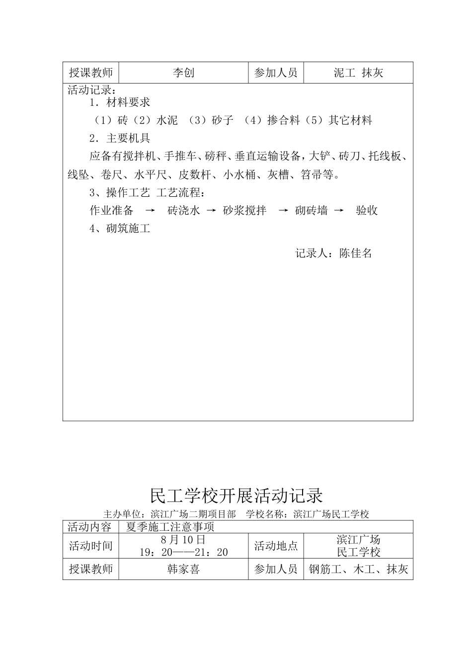 民工学校开展活动记录_第2页
