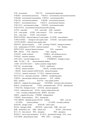 环境工程英语专业词语汇总