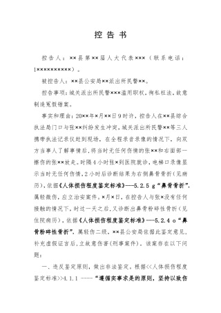 发生冲突控告书