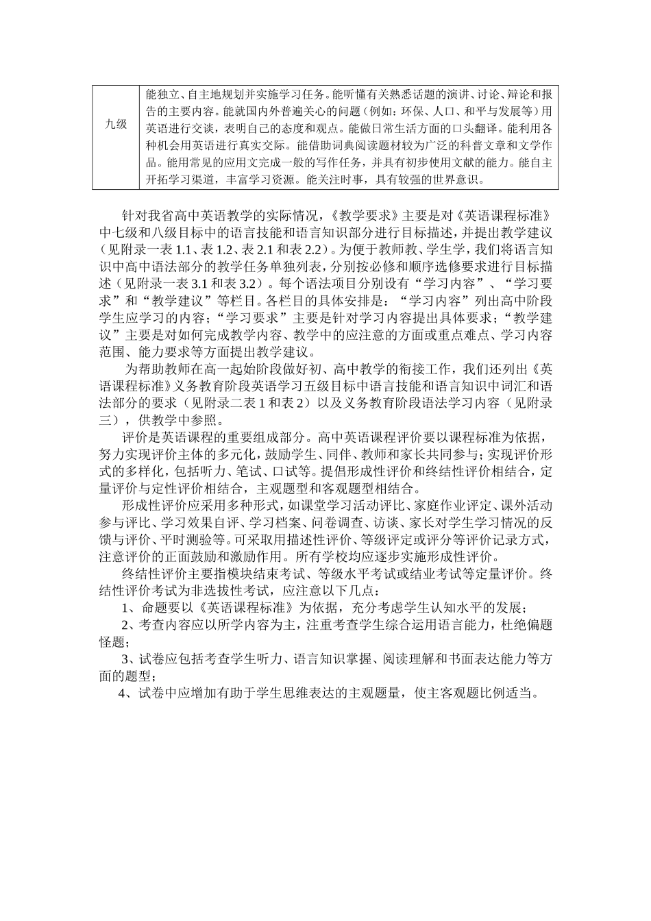 省普通高中英语课程标准教学要求_第2页