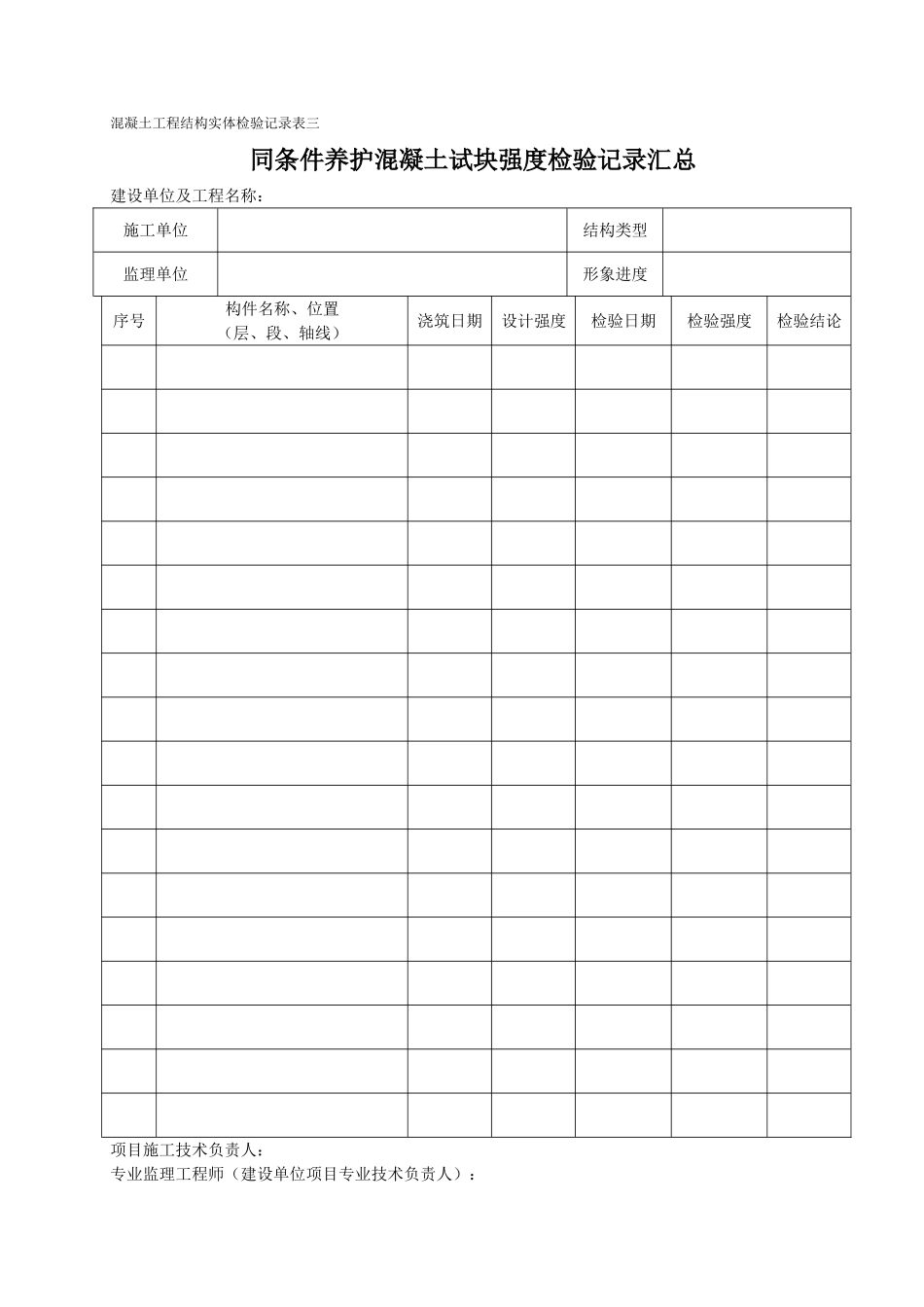 混凝土工程结构实体检验记录表汇总_第3页