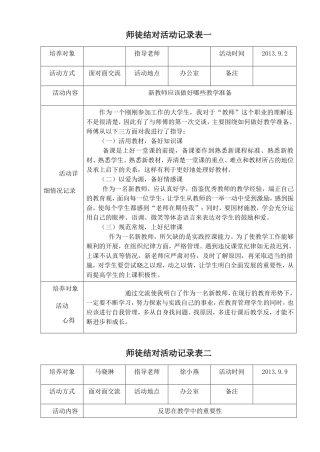 师徒结对活动记录表