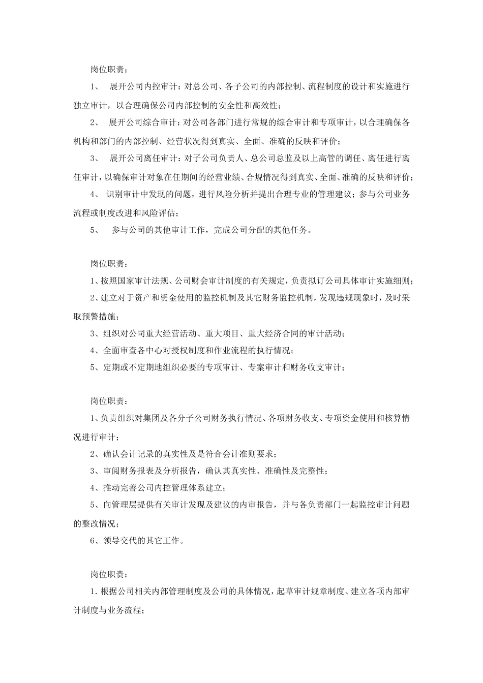 审计风控部门岗位职责_第1页