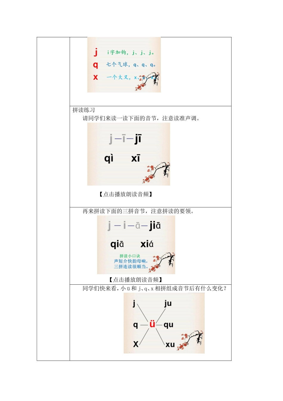 小学语文部编本教材（人民教育出版社出版）一年级上册第二单元第6课《j q x》活动设计_第3页