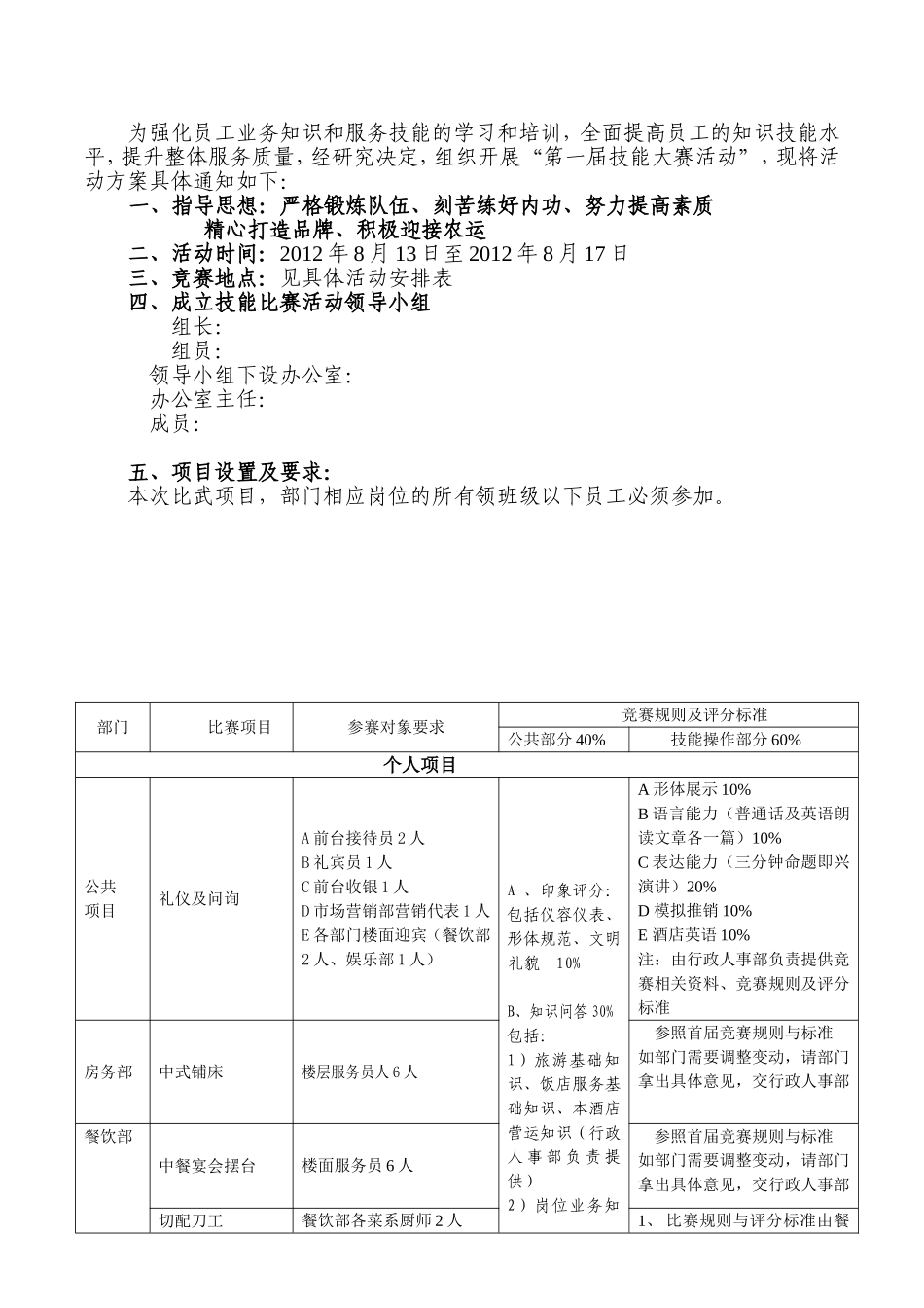 第一届技能大赛安排部署_第1页