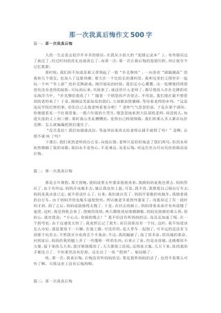 那一次我真后悔作文500字