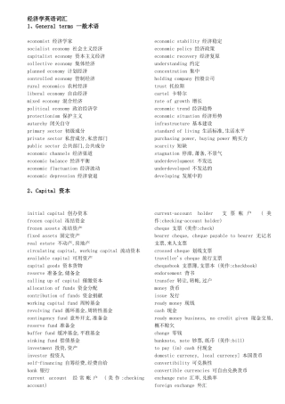 经济学英语词汇