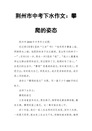 荆州市中考下水作文：攀爬的姿态