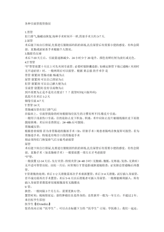 精华资料各种引流管拔管指征