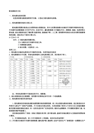 配电箱组价方法