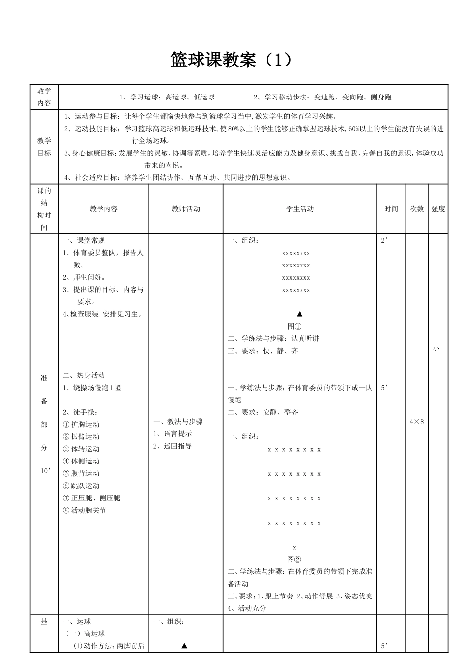 篮球课教案教学设计_第1页