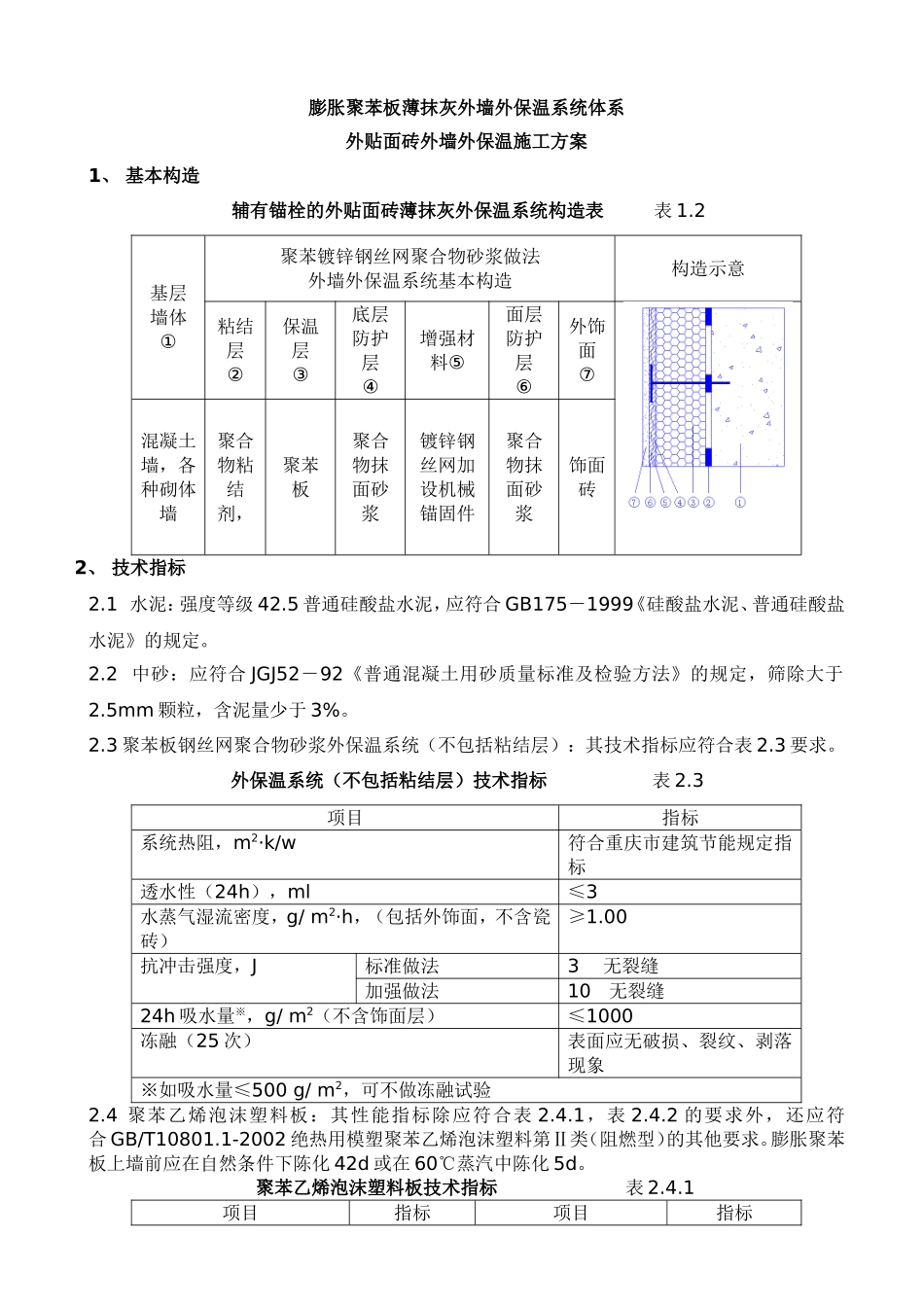 膨胀聚苯板薄抹灰外墙外保温系统体系外贴面砖外墙外保温施工方案_第1页