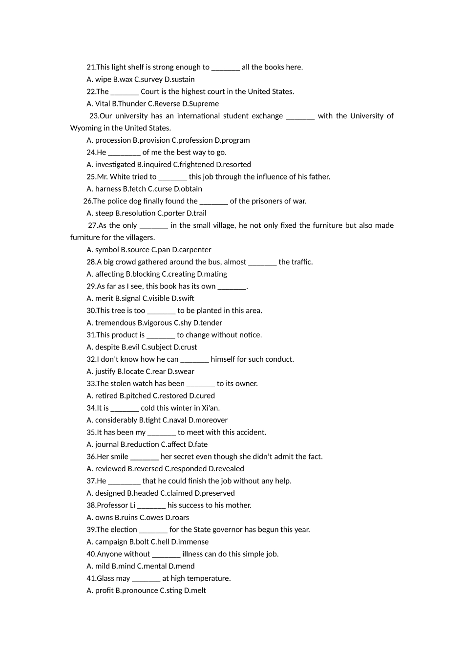 考研英语词汇练习题及答案题库_第2页