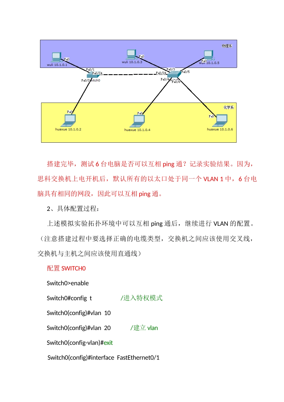 利用packettracer完成两台交换机VLAN配置实验_第2页