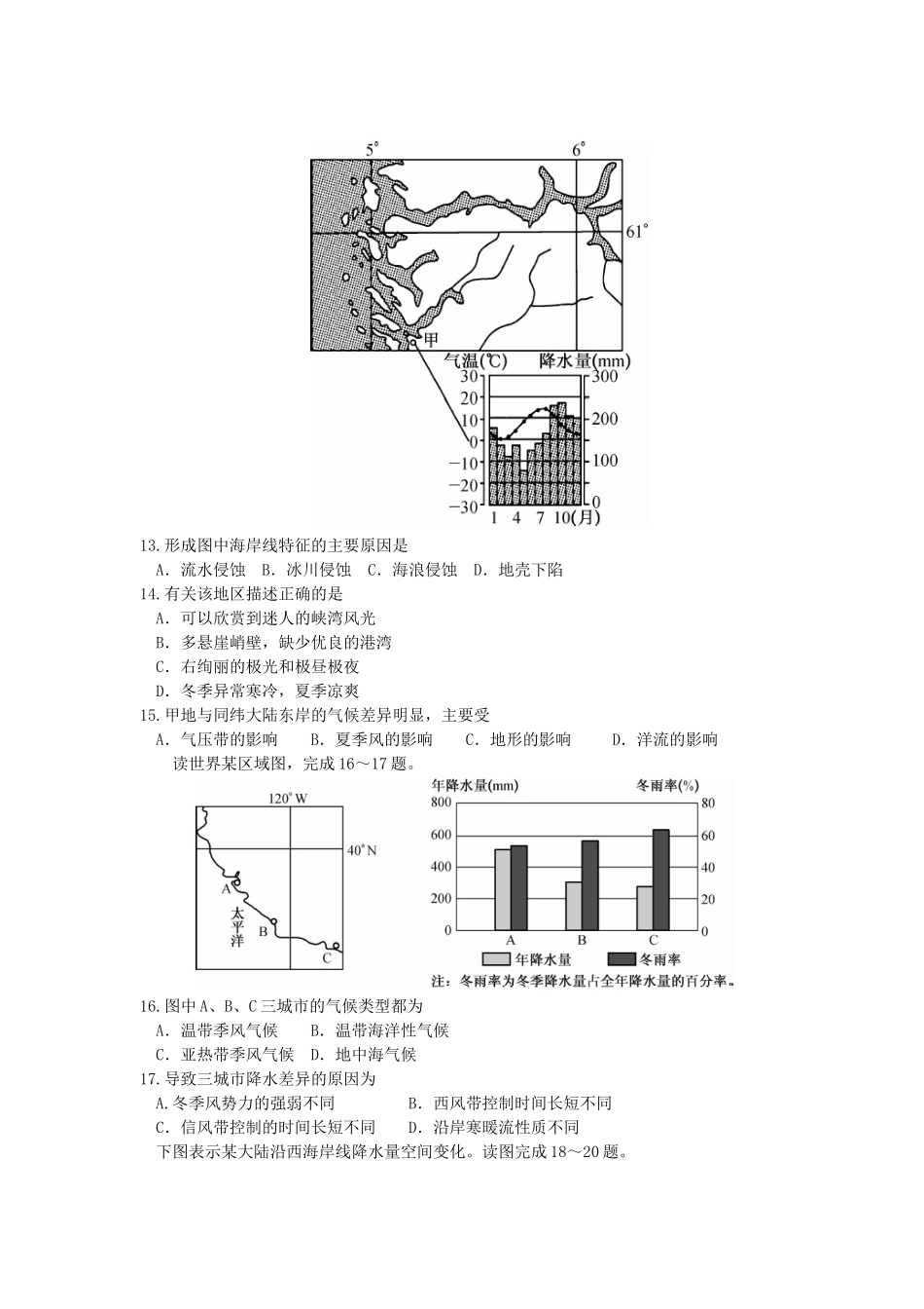 鲁教版地理必须测试试题_第3页