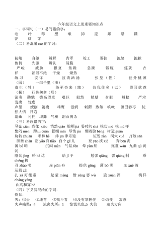 六年级语文上册重要知识点